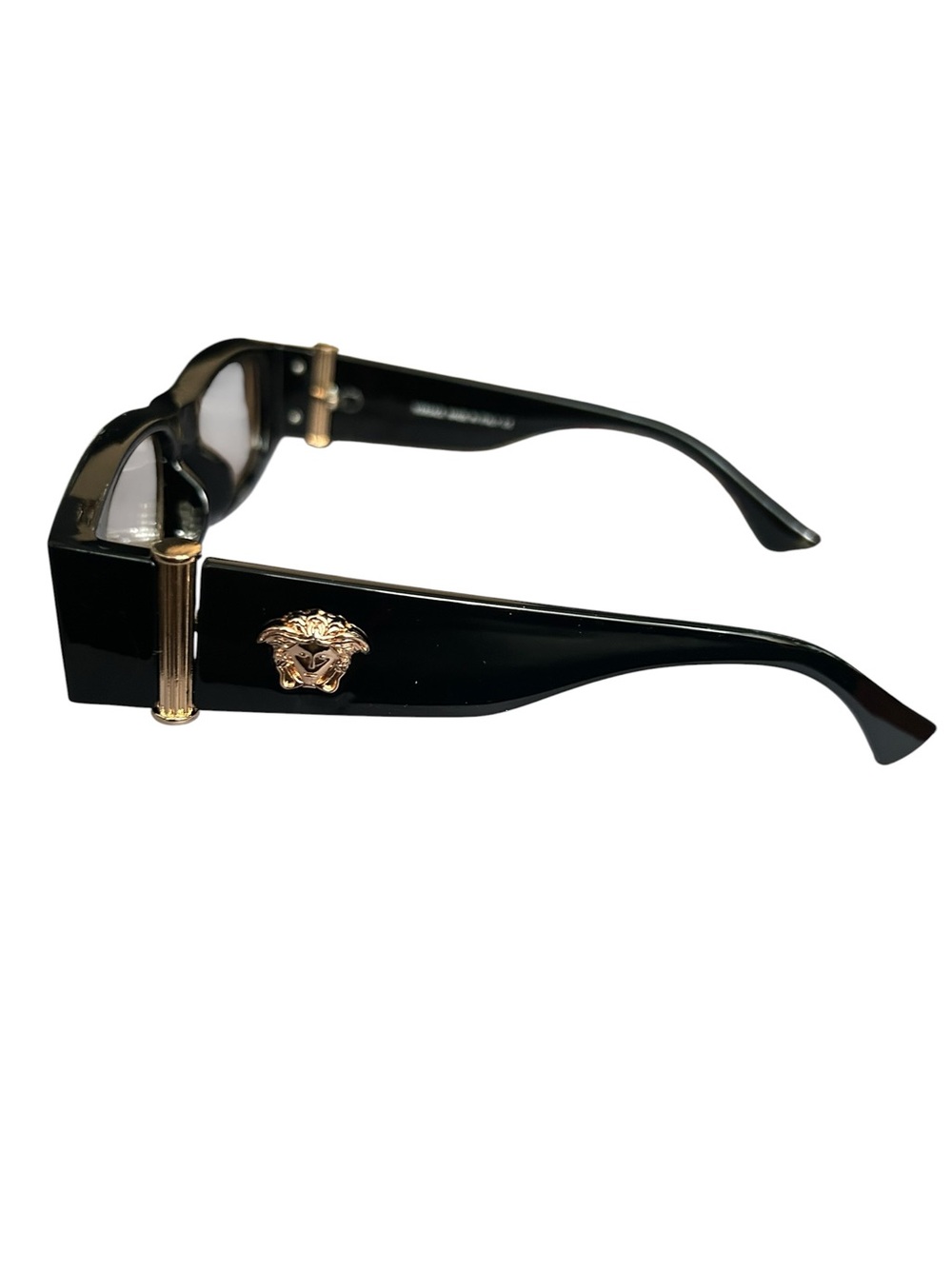 Black Sunglasses with Gold Medallion Accent - Picture 9 of 15